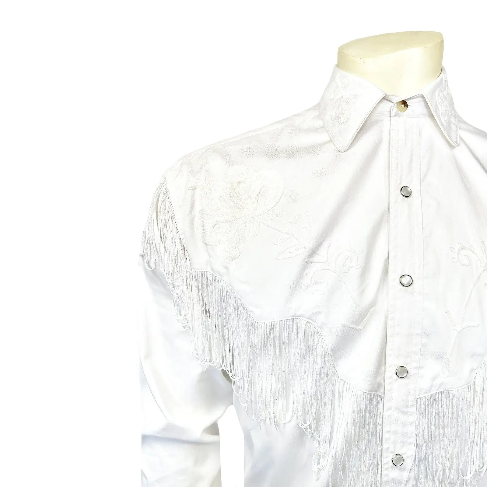Men's Vintage White Fringe Embroidered Western Shirt - Rockmount Ranch Wear - Flyclothing LLC