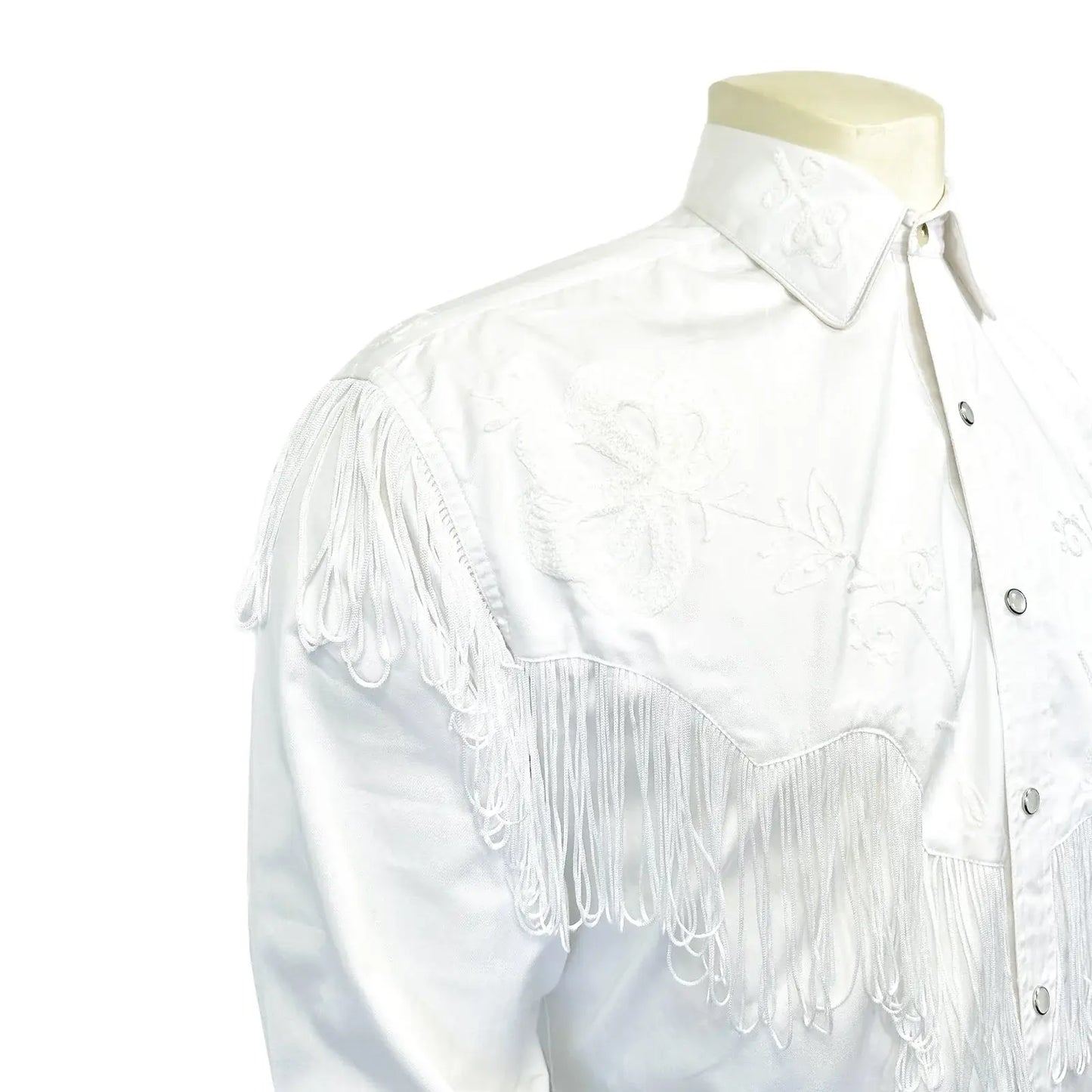 Men's Vintage White Fringe Embroidered Western Shirt - Rockmount Ranch Wear - Flyclothing LLC
