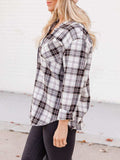 Plaid Collared Neck Long Sleeve Shirt - Trendsi - Flyclothing LLC