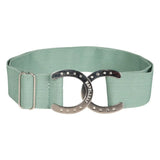 Dapplebay Horse Shoe Elastic Belt-Dusty Teal - Breeches.com - Flyclothing LLC