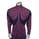 Rockmount Ranch Wear Men's Vintage Burgundy Fringe Embroidered Western Shirt - Rockmount Clothing - Flyclothing LLC