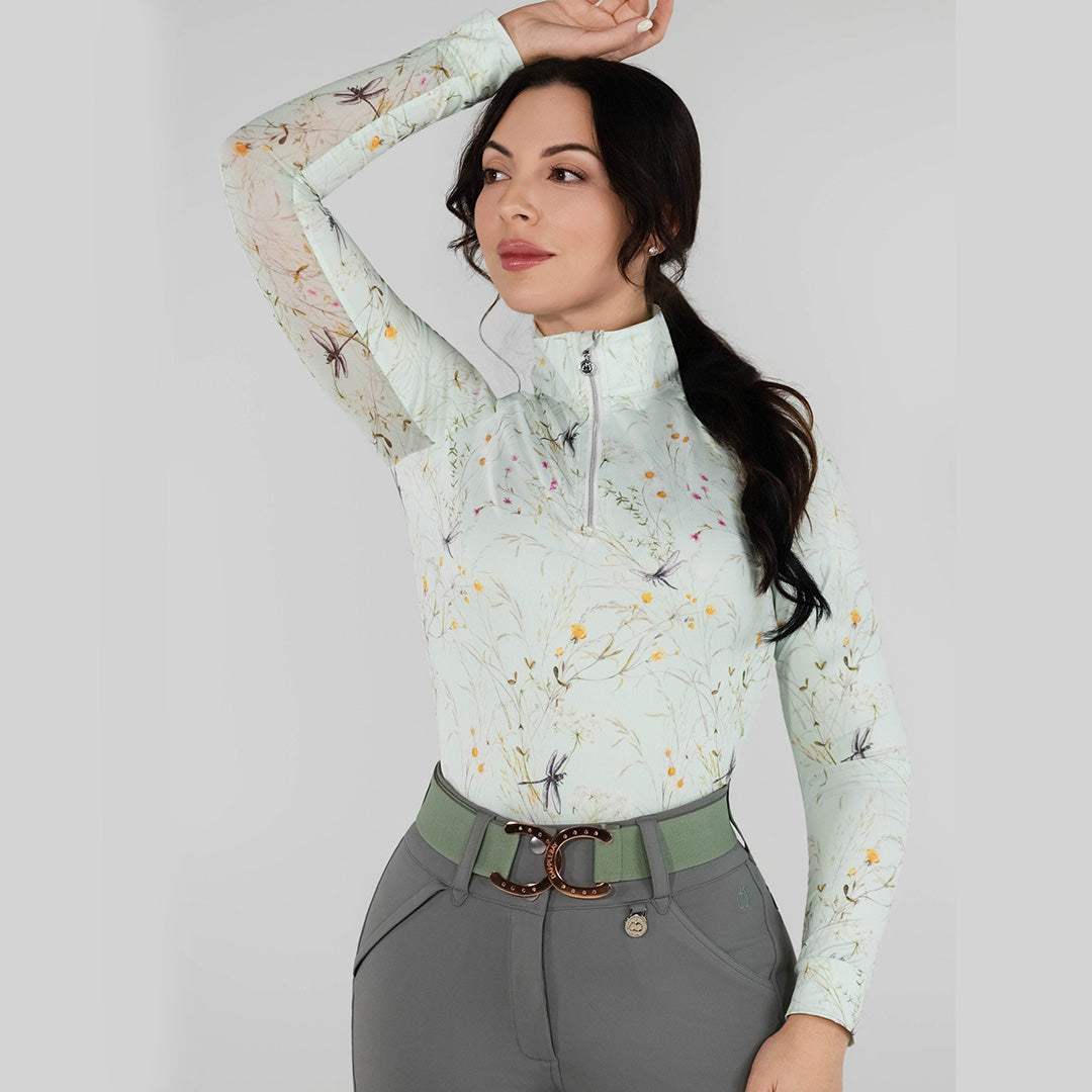 Dapplebay Dragonfly Meadow 1/4 Zip Riding Top - Long Sleeve - Breeches.com - Flyclothing LLC