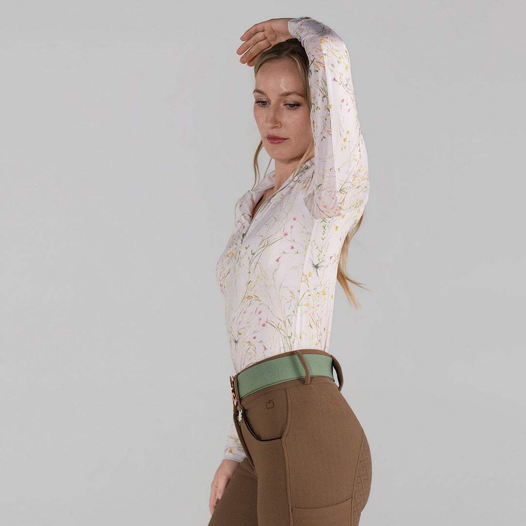 Dapplebay Dragonfly Meadow 1/4 Zip LS Riding Top-Light Pink - Breeches.com - Flyclothing LLC