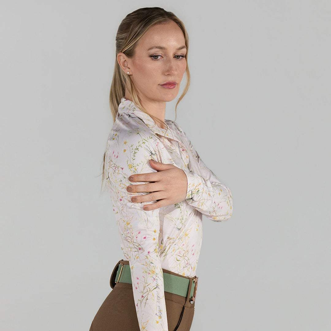 Dapplebay Dragonfly Meadow 1/4 Zip LS Riding Top-Light Pink - Breeches.com - Flyclothing LLC