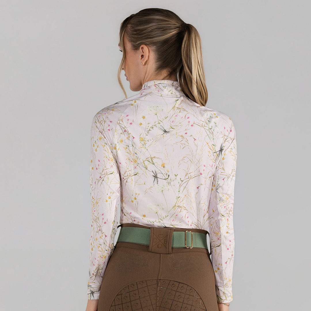 Dapplebay Dragonfly Meadow 1/4 Zip LS Riding Top-Light Pink - Breeches.com - Flyclothing LLC