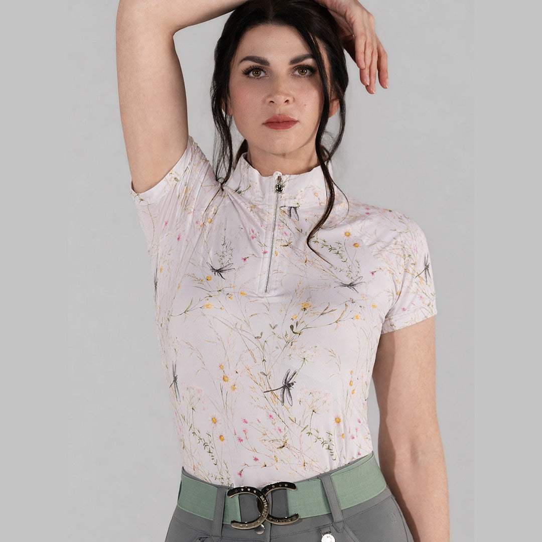 Dapplebay Dragonfly Meadow 1/4 Zip SS Riding Top-Light Pink - Breeches.com - Flyclothing LLC