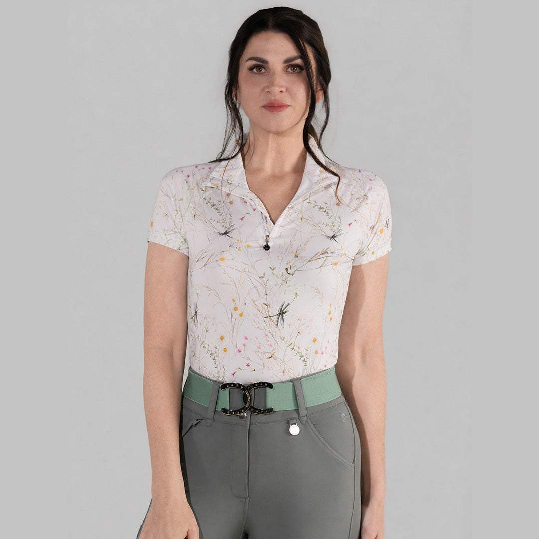Dapplebay Dragonfly Meadow 1/4 Zip SS Riding Top-Light Pink - Breeches.com - Flyclothing LLC