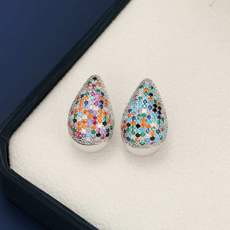 18K Gold-Plated Zircon Teardrop Earring - Trendsi - Flyclothing LLC