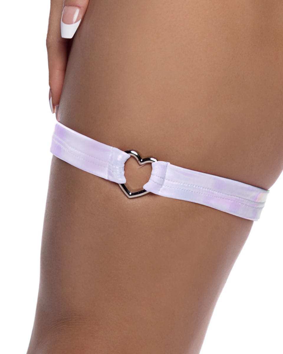 Roma Costume 6727 Metallic Iridescent Garter with Heart Shaped Hardware - Roma Costume - Flyclothing LLC