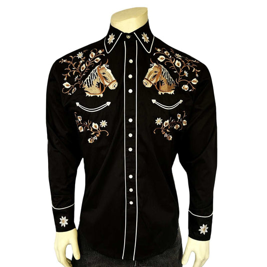 Rockmount Ranch Ware Menâs Vintage Horsehead & Floral Embroidered Western Shirt - Rockmount Clothing - Flyclothing LLC