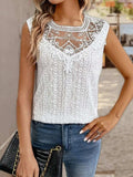 Lace Eyelet Sleeveless Top - Trendsi - Flyclothing LLC