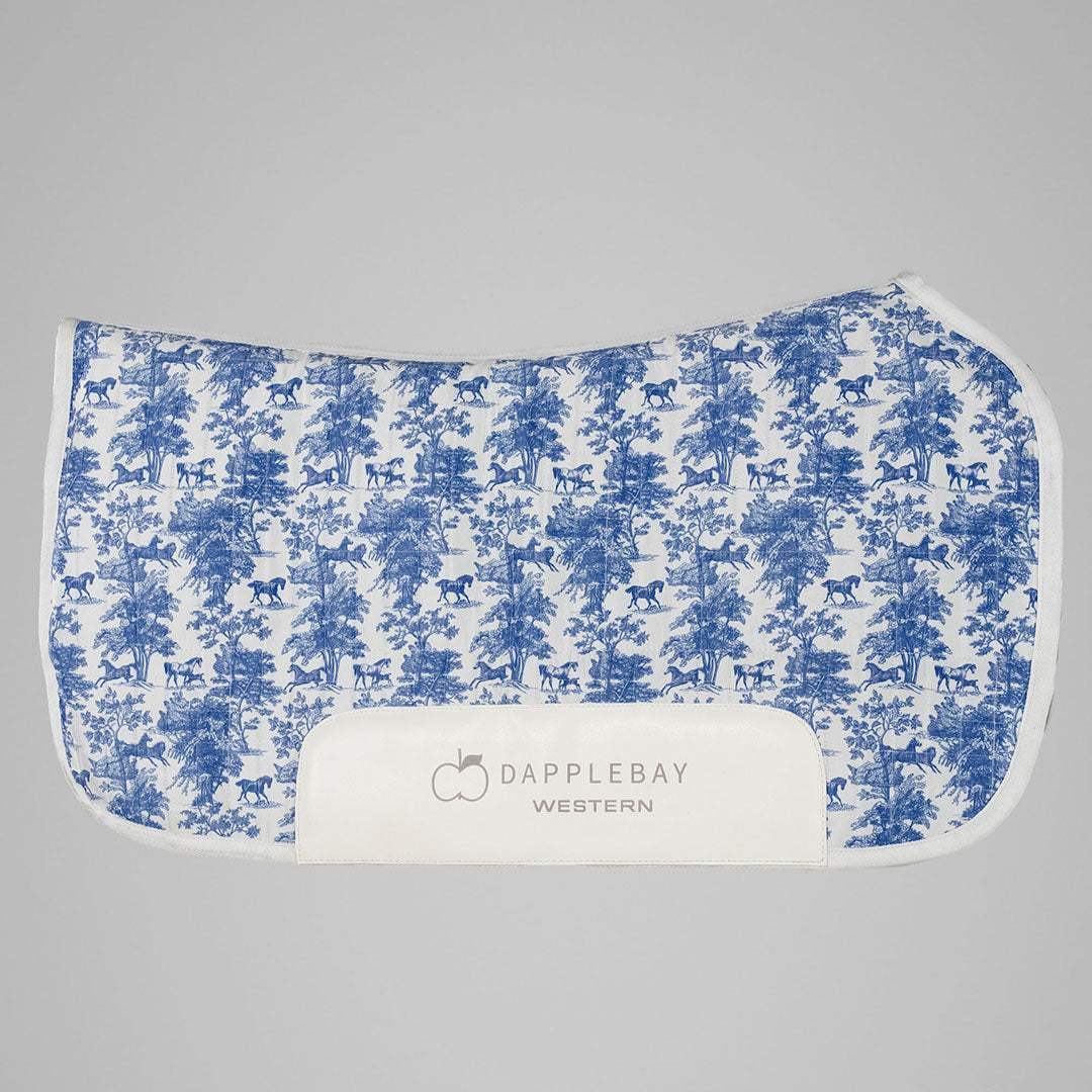 Dapplebay Equestrian Toile Western Saddle Pad-Blue/White - Breeches.com - Flyclothing LLC