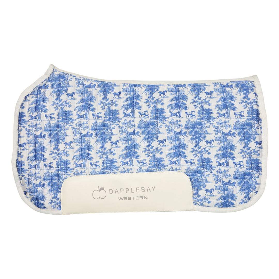 Dapplebay Equestrian Toile Western Saddle Pad-Blue/White - Breeches.com - Flyclothing LLC