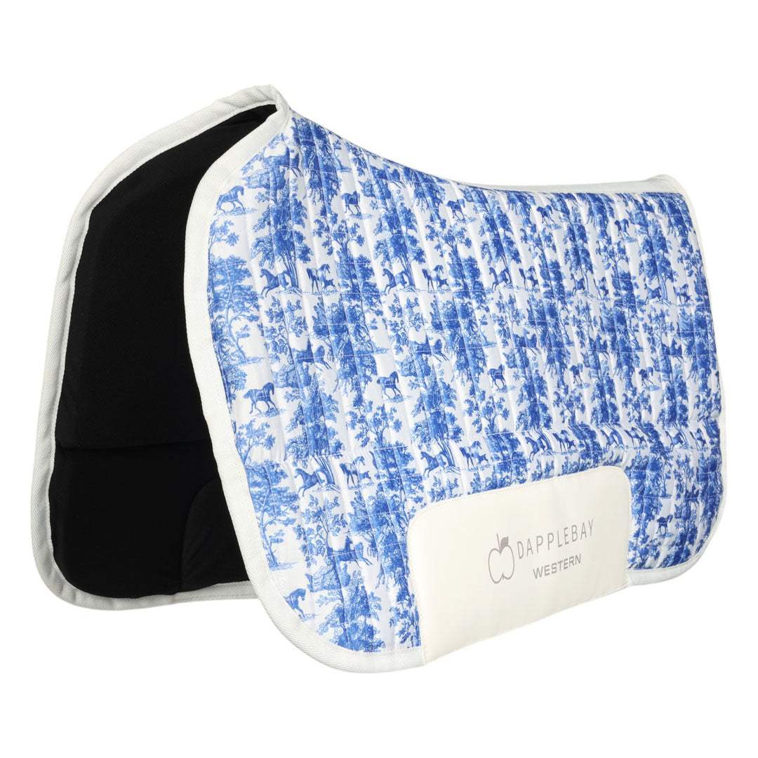 Dapplebay Equestrian Toile Western Saddle Pad-Blue/White - Breeches.com - Flyclothing LLC
