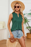 Ruched Notched Tank - Trendsi