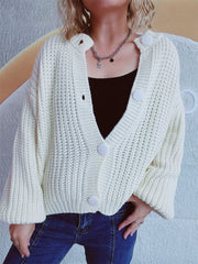 Button Up Long Sleeve Cardigan - Trendsi