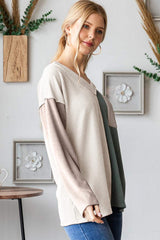 Heimish Color Block Exposed Seam Ribbed T-Shirt - Trendsi - Flyclothing LLC