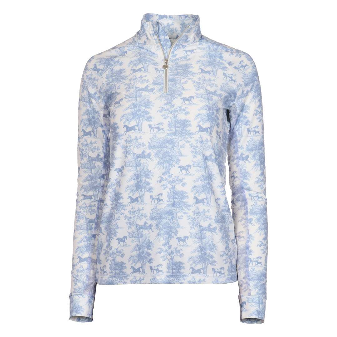 Dapplebay Equestrian Toile 1/4 Zip LS Riding Top-Moonrise - Breeches.com - Flyclothing LLC