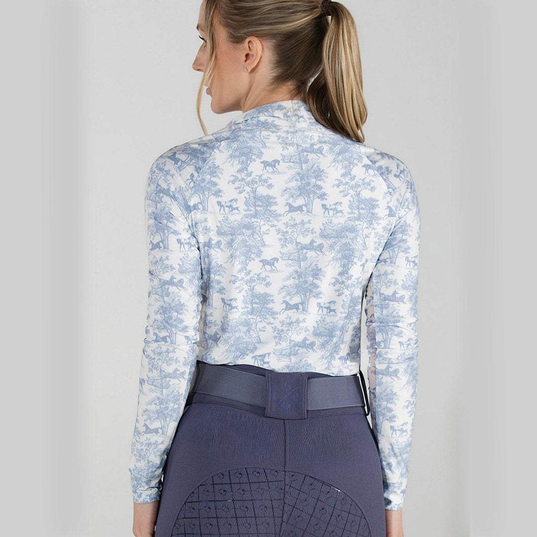 Dapplebay Equestrian Toile 1/4 Zip LS Riding Top-Moonrise - Breeches.com - Flyclothing LLC
