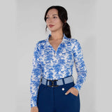 Dapplebay Equestrian Toile 1/4 Zip Light Riding Top - Long Sleeve-Blue/White - Breeches.com - Flyclothing LLC
