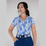 Dapplebay Equestrian Toile 1/4 Zip Light Riding Top - Short Sleeve-Blue/White - Breeches.com - Flyclothing LLC