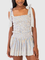 Smocked Tie Shoulder Cami and Shorts Set - Trendsi - Flyclothing LLC