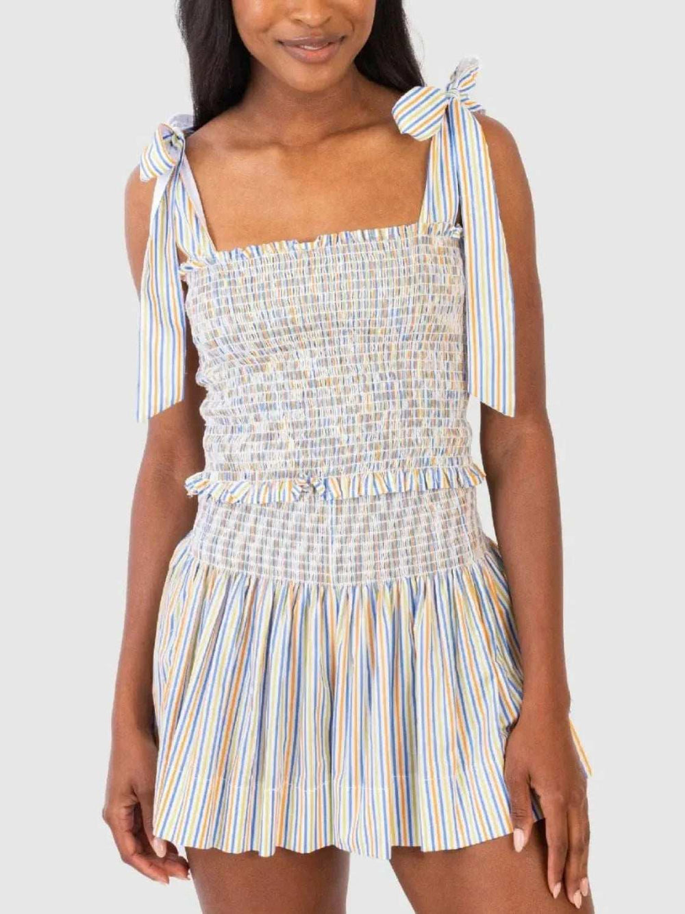 Smocked Tie Shoulder Cami and Shorts Set - Trendsi - Flyclothing LLC