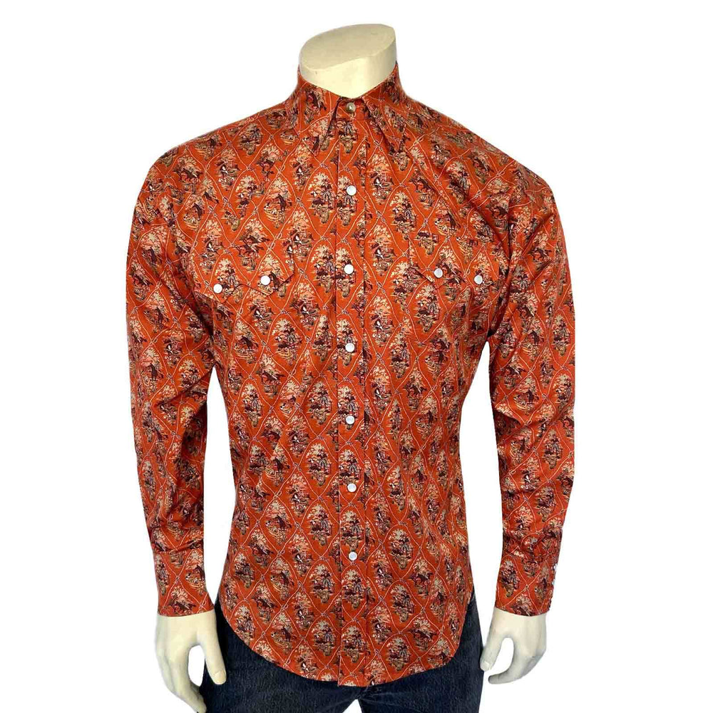 Rockmount Ranch Ware Menâs Riders Rust Print Western Shirt - Rockmount Clothing - Flyclothing LLC