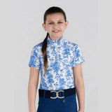 Dapplebay Kids Blue Equestrian Toile 1/4 Zip - Short Sleeve - Breeches.com - Flyclothing LLC