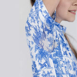 Dapplebay Kids Blue Equestrian Toile 1/4 Zip - Short Sleeve - Breeches.com - Flyclothing LLC