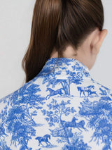 Dapplebay Kids Blue Equestrian Toile 1/4 Zip - Short Sleeve - Breeches.com - Flyclothing LLC