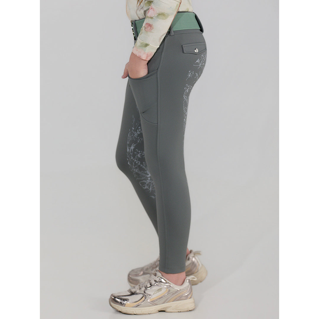 Dapplebay Kids Dragonfly Meadow Silicone Full Seat Tights-Graphite