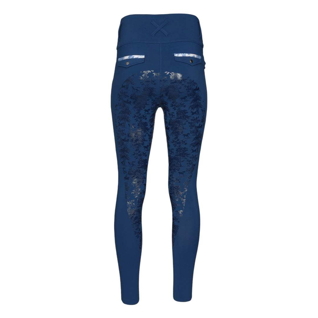 Dapplebay Kids Equestrian Toile Essential Tights-Bright Navy - Breeches.com - Flyclothing LLC