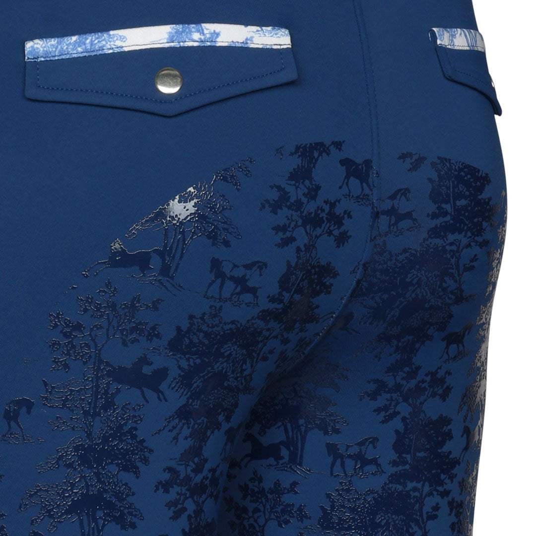 Dapplebay Kids Equestrian Toile Essential Tights-Bright Navy - Breeches.com - Flyclothing LLC