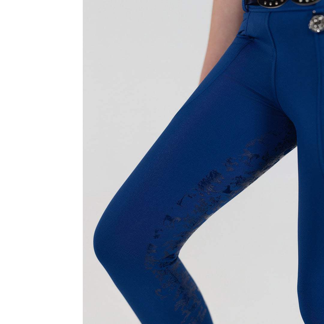 Dapplebay Kids Equestrian Toile Essential Tights-Bright Navy - Breeches.com - Flyclothing LLC