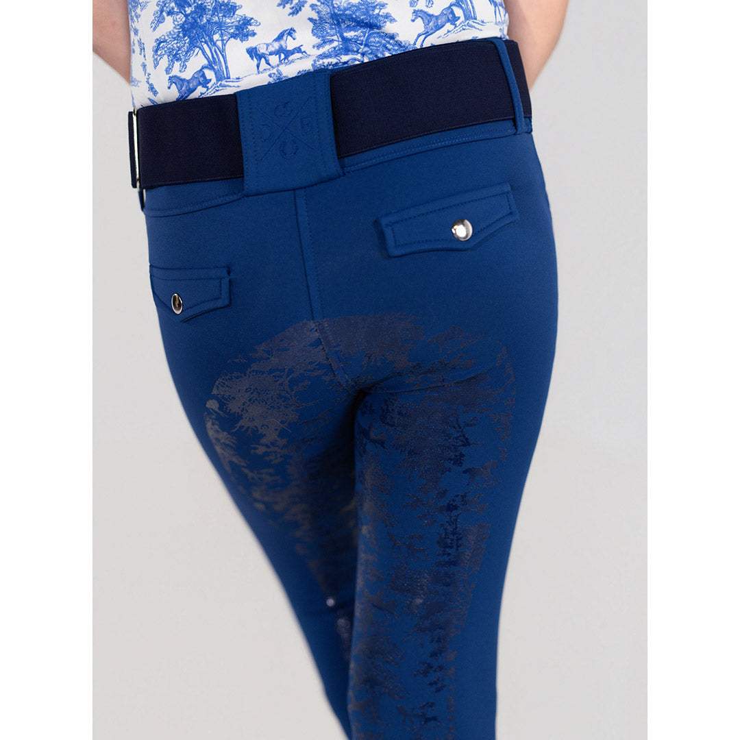 Dapplebay Kids Equestrian Toile Essential Tights-Bright Navy - Breeches.com - Flyclothing LLC
