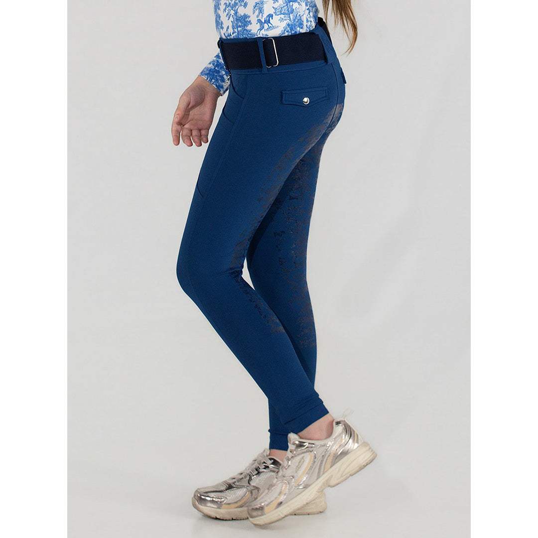 Dapplebay Kids Equestrian Toile Essential Tights-Bright Navy - Breeches.com - Flyclothing LLC