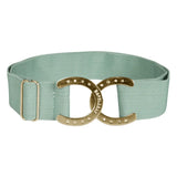 Dapplebay Horse Shoe Elastic Belt-Dusty Teal - Breeches.com - Flyclothing LLC