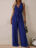 Tied Surplice Sleeveless Wide Leg Jumpsuit - Trendsi - Flyclothing LLC