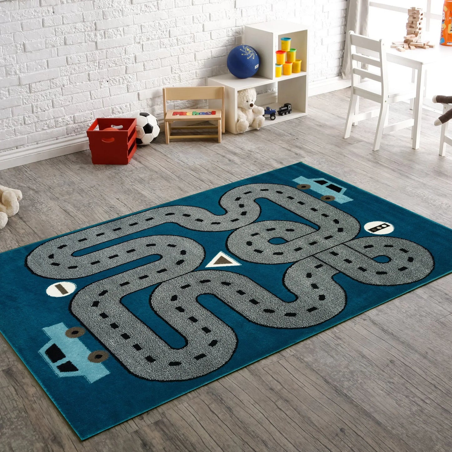 2' X 3' Navy Blue Transportation Youthful Washable Area Rug - Homeroots - Flyclothing LLC