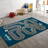 2' X 3' Navy Blue Transportation Youthful Washable Area Rug - Homeroots - Flyclothing LLC