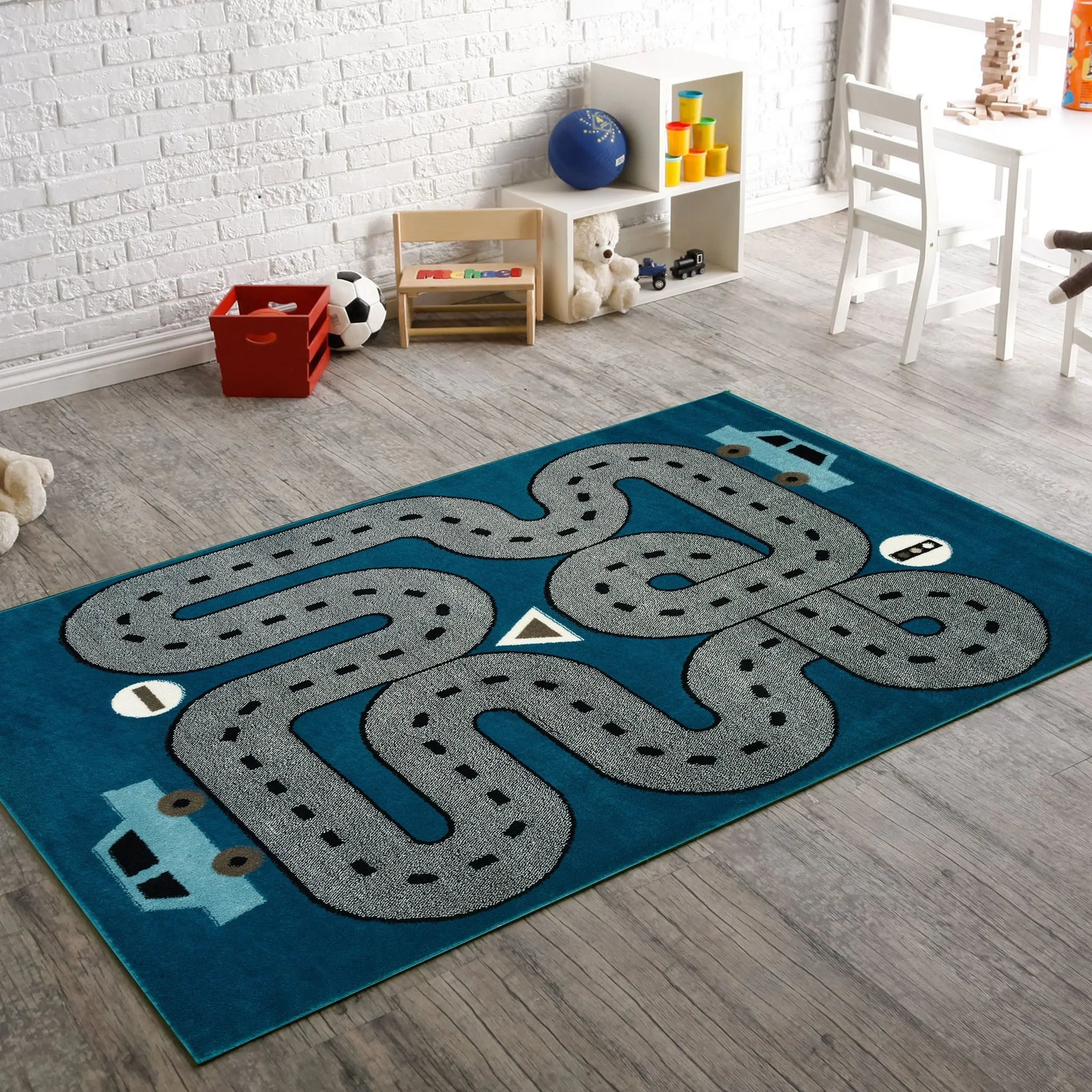 2' X 3' Navy Blue Transportation Youthful Washable Area Rug - Homeroots - Flyclothing LLC