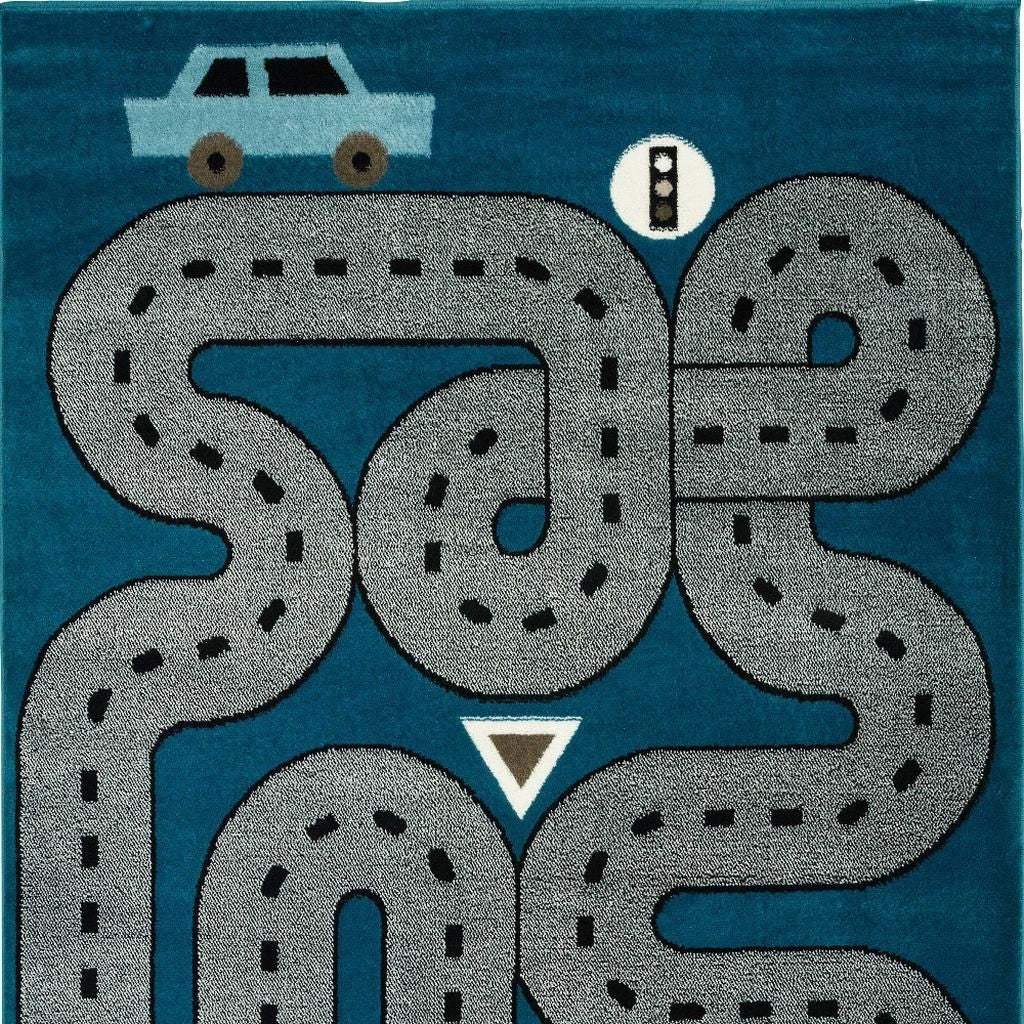 2' X 3' Navy Blue Transportation Youthful Washable Area Rug - Homeroots - Flyclothing LLC