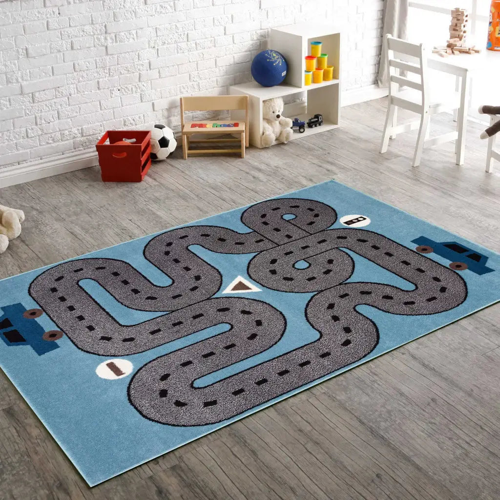 2' X 3' Blue Transportation Youthful Washable Area Rug - Homeroots - Flyclothing LLC