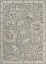 2' X 3' Gray And Blue Wool Floral Hand Tufted Area Rug - Homeroots - Flyclothing LLC
