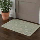 2' X 3' Gray And Blue Wool Floral Hand Tufted Area Rug - Homeroots - Flyclothing LLC