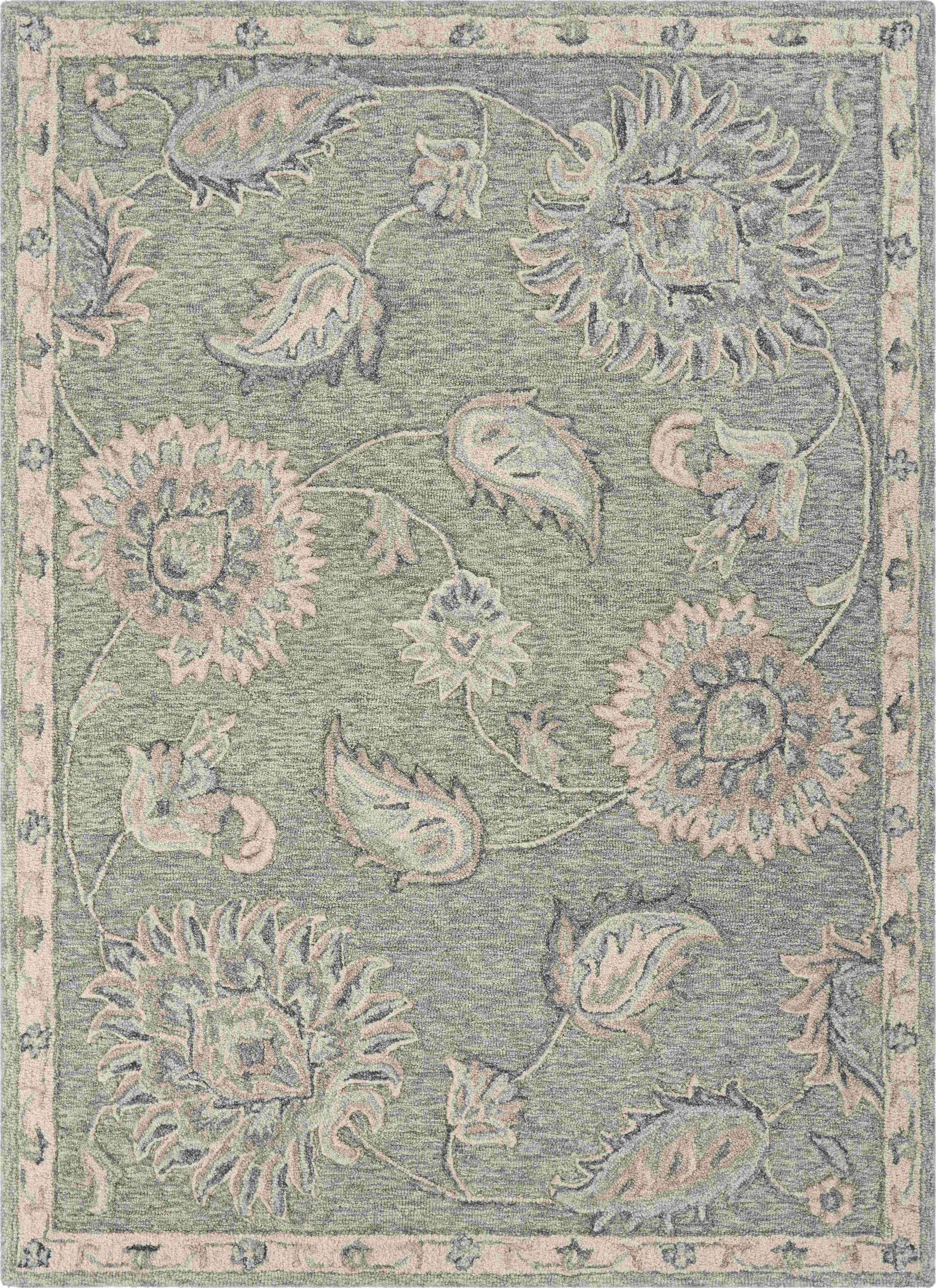 2' X 3' Gray And Blue Wool Floral Hand Tufted Area Rug - Homeroots - Flyclothing LLC