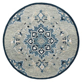 3' Blue And Gray Wool Medallion Hand Tufted Round Rug - Homeroots - Flyclothing LLC