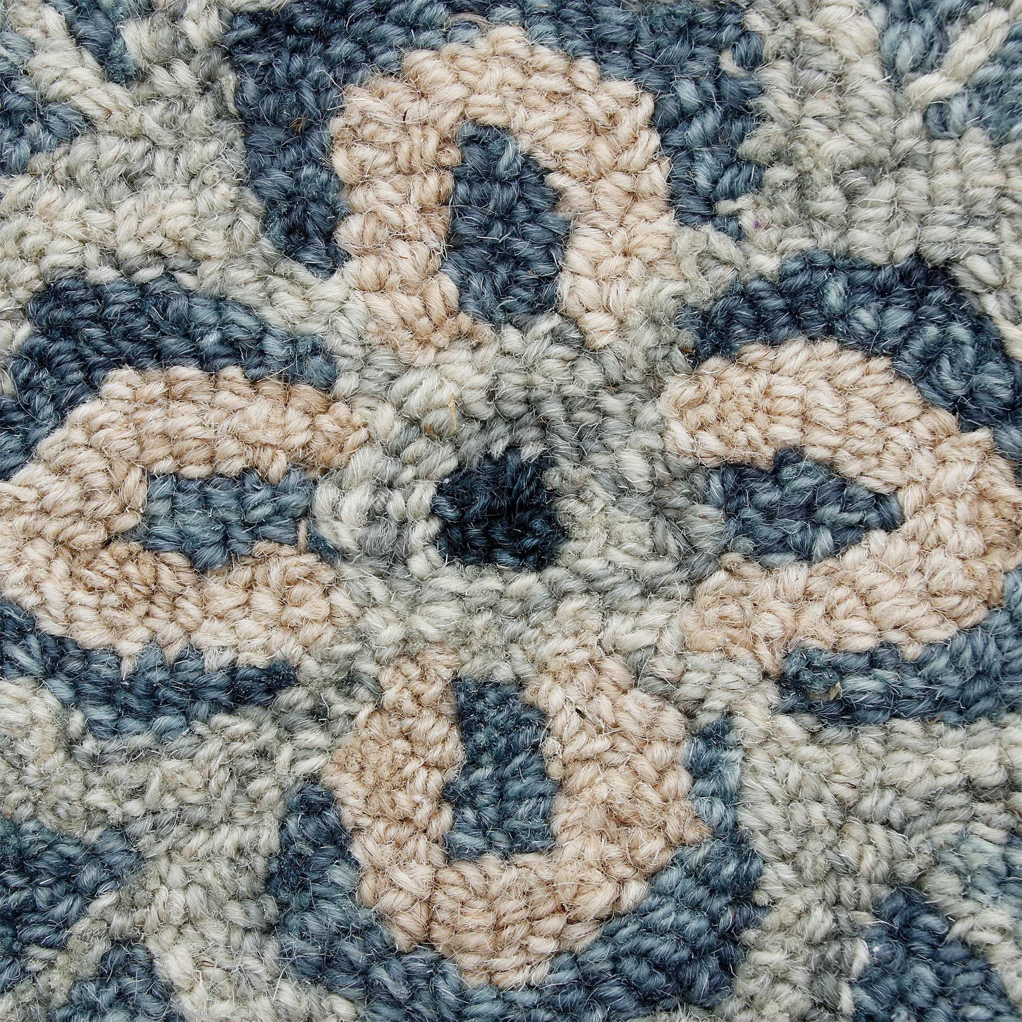3' Blue And Gray Wool Medallion Hand Tufted Round Rug - Homeroots - Flyclothing LLC