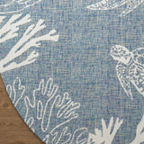 8' Blue And Off White Nautical Round Rug - Homeroots - Flyclothing LLC